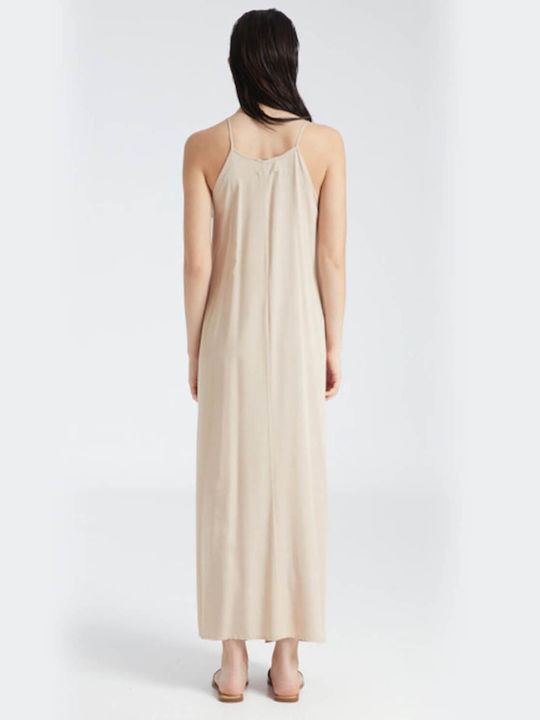 Summer Maxi Evening Wrap Beige Dress