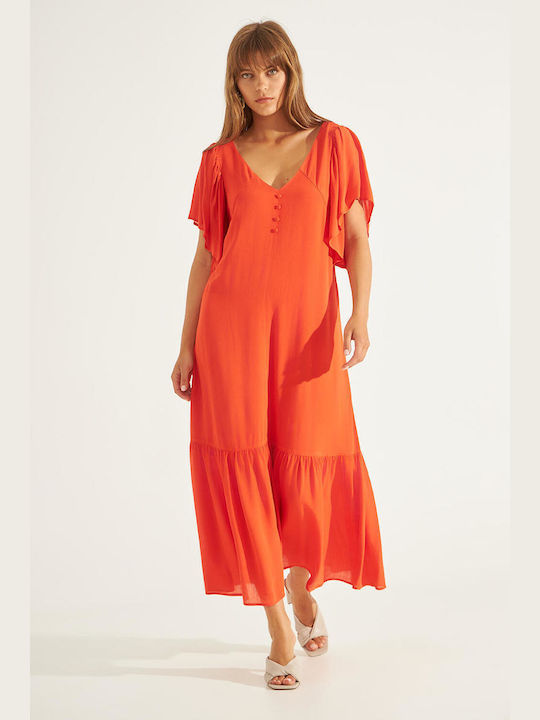 Bill Cost Καλοκαιρινό Mini Φόρεμα με Βολάν Πορτοκαλί