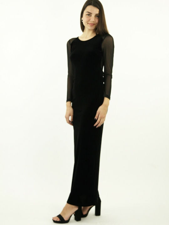 Kalliope Maxi Dress for Wedding / Baptism Velvet Open Back Black