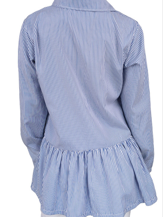 Remix Women's Striped Long Sleeve Shirt Blue