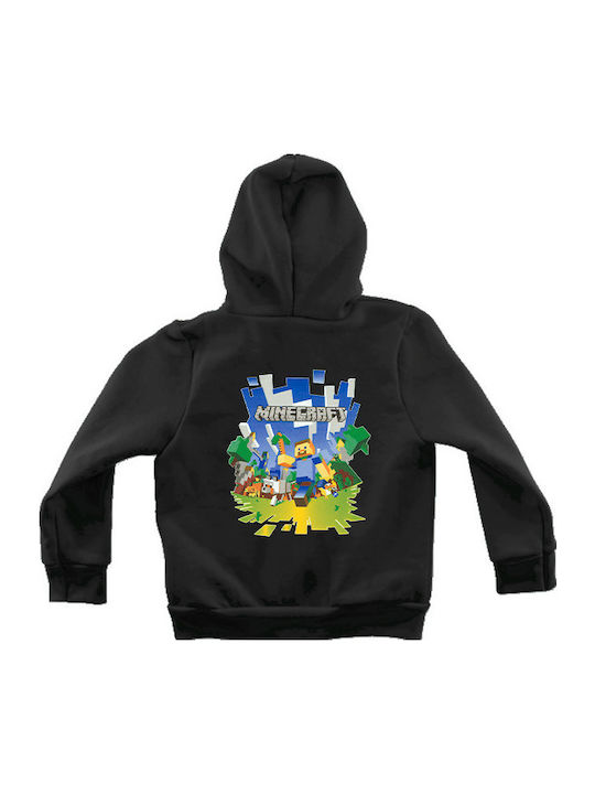 Kids Sweatshirt Cardigan with Hood Black Minecraft