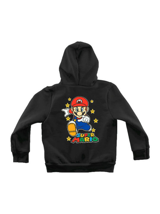 Παιδική Φούτερ Ζακέτα με Κουκούλα Μαύρη Super Mario