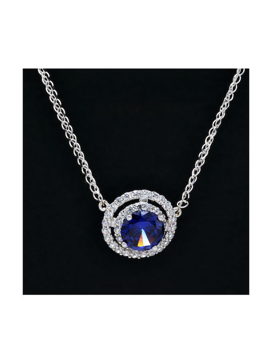 Necklace Rosette from White Gold 14K with Zircon