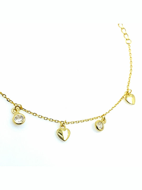 CHrysolithos Bracelet Chain with design Heart made of Silver Gold Plated with Zircon