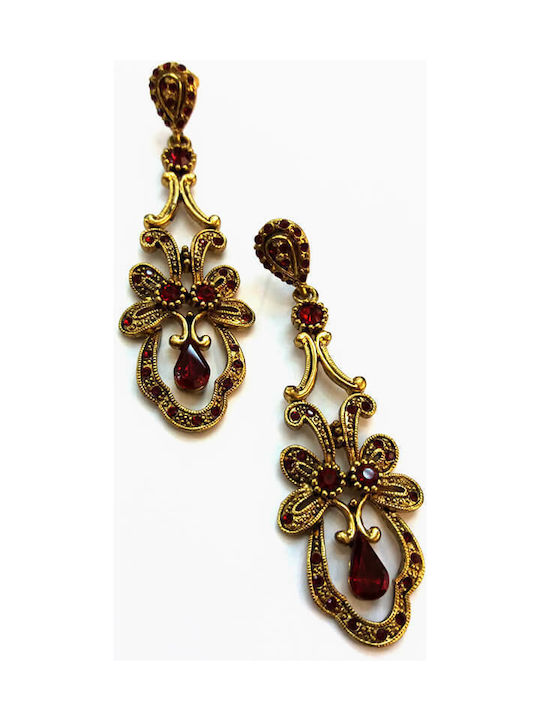 Earrings Pendants Gold Plated with Stones