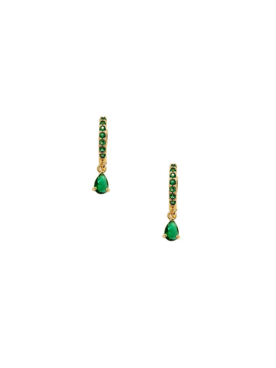 Sof.Istico Earrings Hoops Gold Plated with Stones