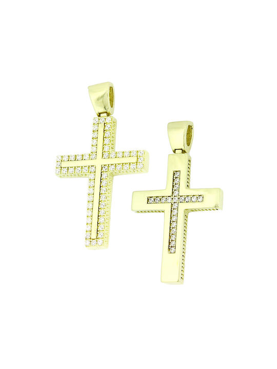 Gold Kreuz 14K Beidseitig