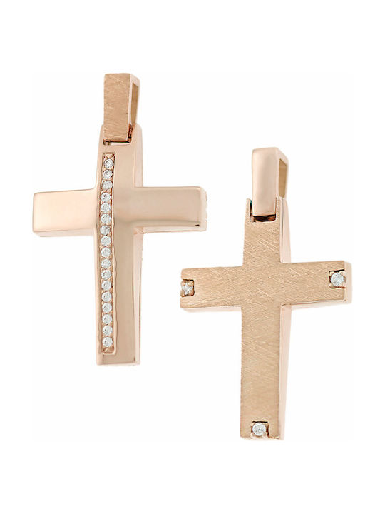 Rose Gold Cross 14K Double Sided