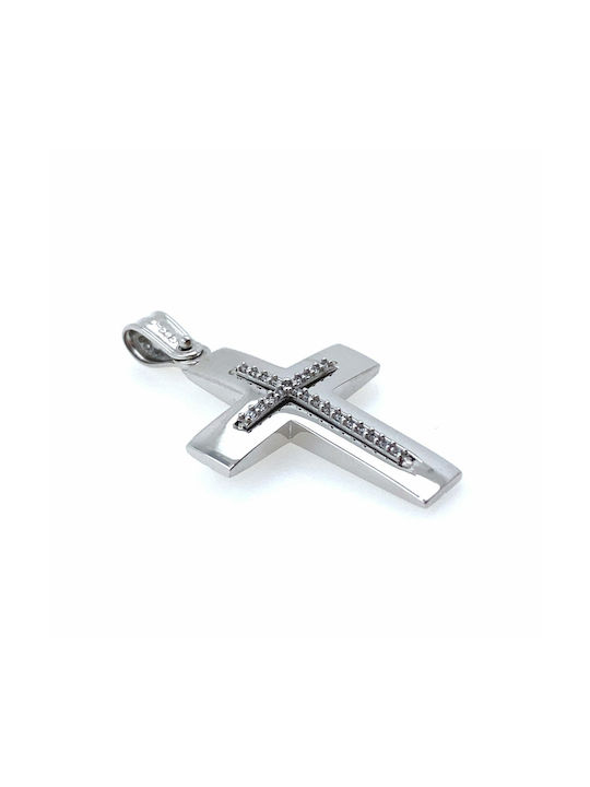 White Gold Cross 14K Double Sided