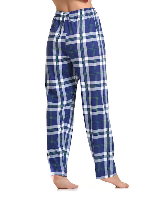 Vienetta Secret Winter Baumwolle Damen Pyjama-Hose Blau Vienetta Vienetta