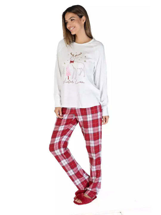 Bonatti Winter Damen Pyjama-Set Baumwolle Weiß