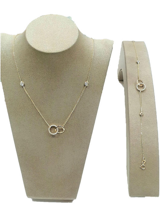 Papadopoulos Gold Set with Necklace & Bracelet from Gold 14K