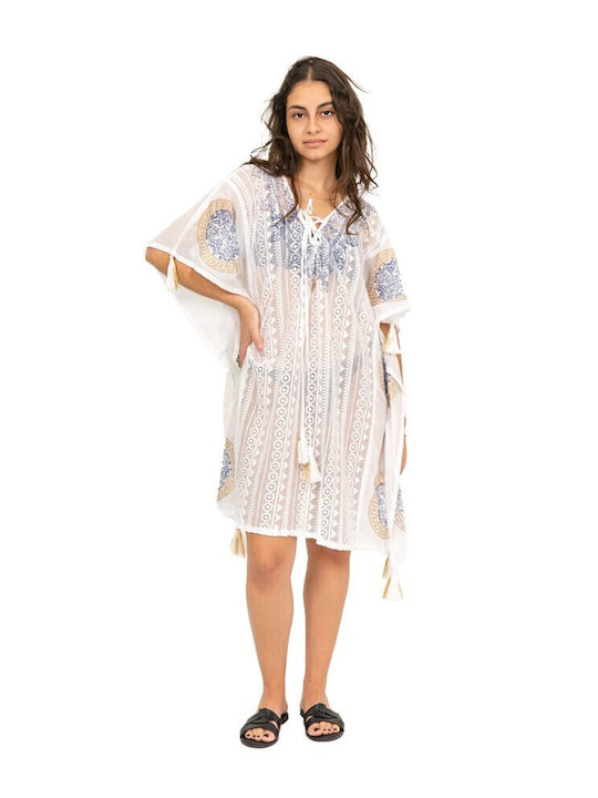 Aquablue Women's Mini Caftan Beachwear White