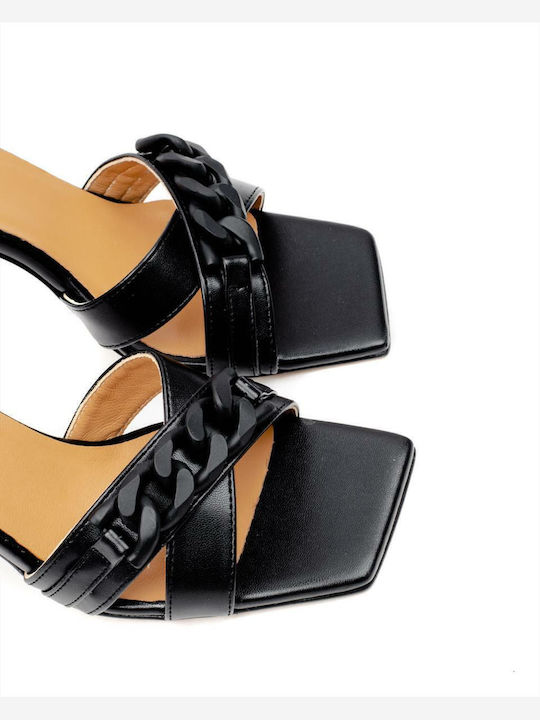 Cafe Leder Sandalen Schwarz