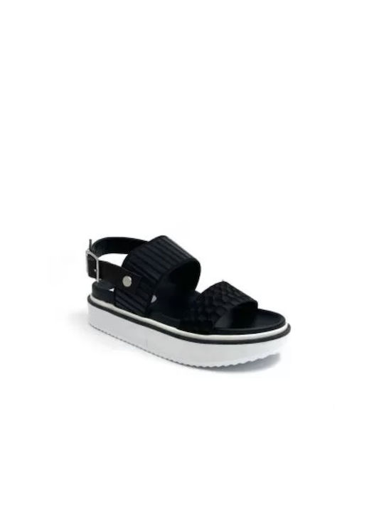 Favela Wildwood Women's Flat Sandals Flatforms in Black Color