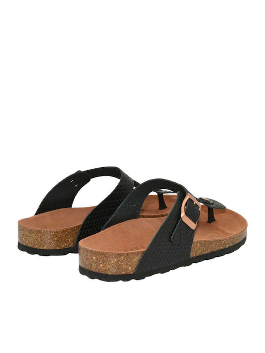 Leather Women's Flat Sandals Anatomic in Black Color