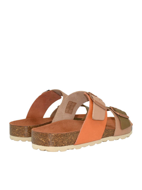Leather Women's Flat Sandals Anatomic in Beige Color