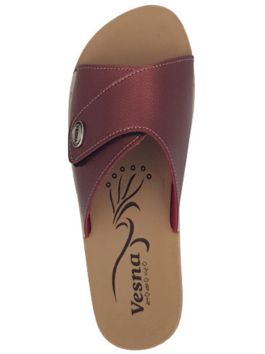 Women's Flat Sandals Anatomic in Burgundy Color