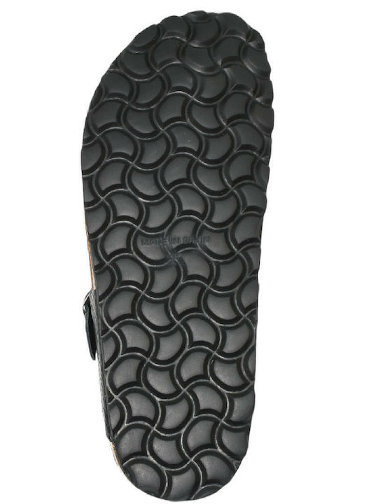 Leather Women's Flat Sandals Anatomic in Black Color