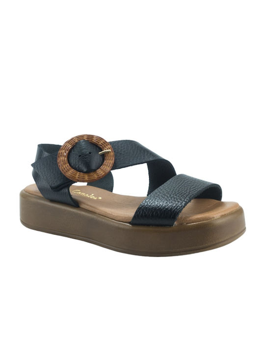 Lola Canales Women's Flat Sandals Flatforms in Black Color