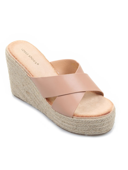 Fshoes Women's Platform Wedge Sandals Beige