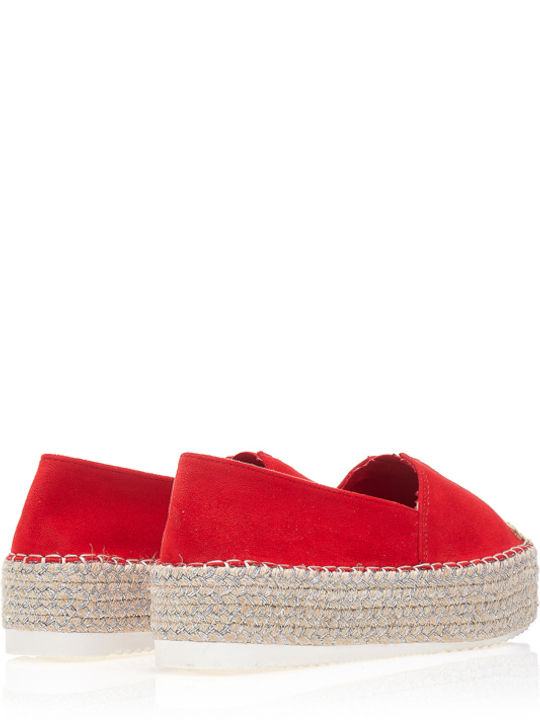 Geflochtene Damen Espadrilles in Rot Farbe