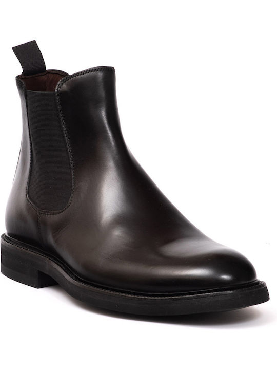 Perlamoda Men's Leather Chelsea Ankle Boots Black