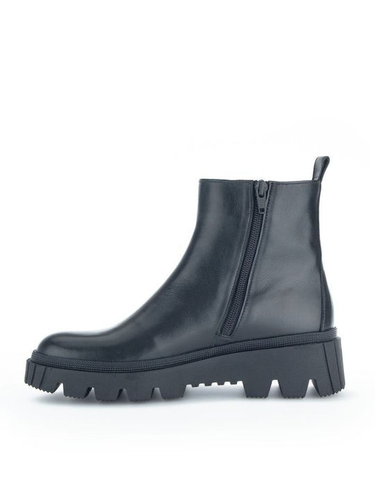 Leder Stiefeletten Damen mit Pelz Schwarz