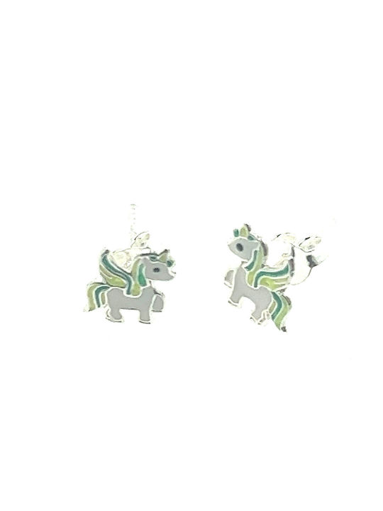 Χρυσόλιθος Silver Studs Kids Earrings Unicorns