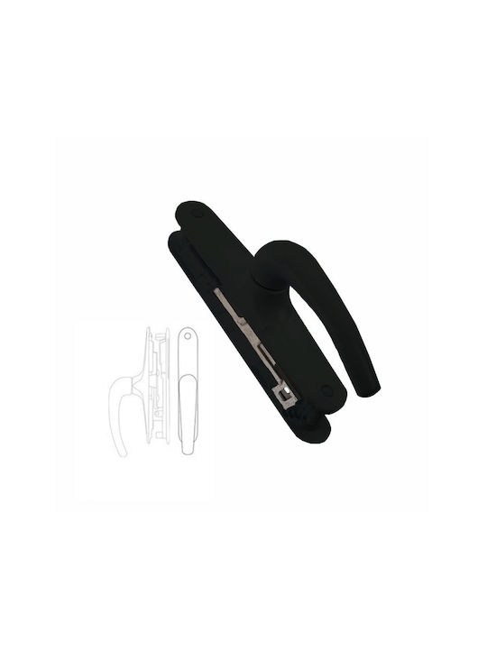 Power Lock Espag Mânere de ferestre cu Placă bacteriană Negru PL-020