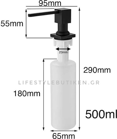 Naron Încorporat Dispenser Bucătărie Metalic Negru 500ml