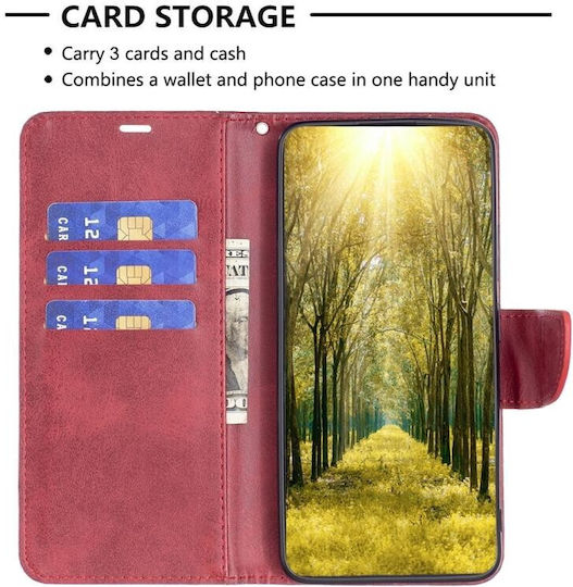 Lambskin Texture Wallet Red (Oppo A98)