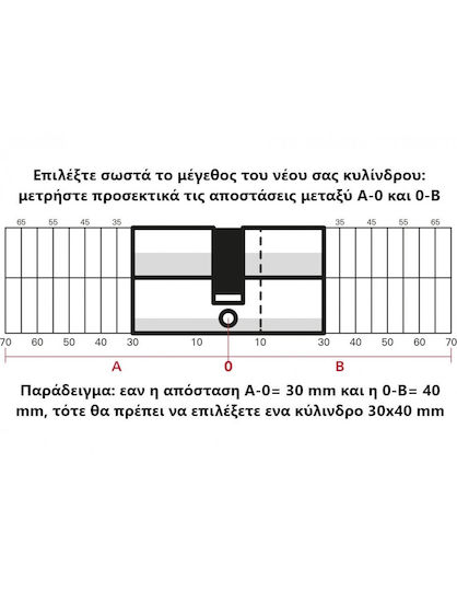 Thirard Lock Cylinder Security 80mm (30-50) with 5 Keys Silver