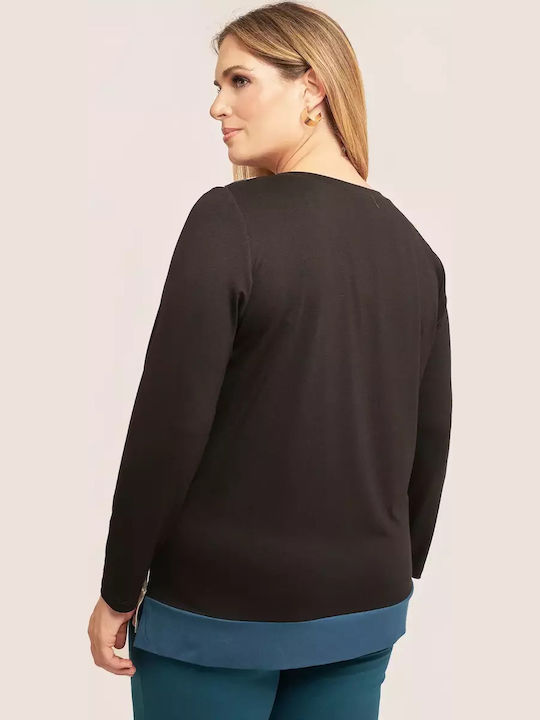 Women's Blouse Long Sleeve with Boat Neckline Multicolour