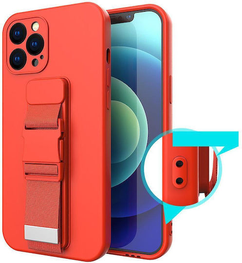 Rope Umschlag Rückseite Silikon mit Band Rot (Galaxy S22 5G)