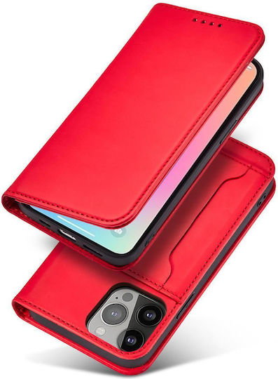 Magnet Card Книга Силикон / Кожа Червен (Galaxy S23)
