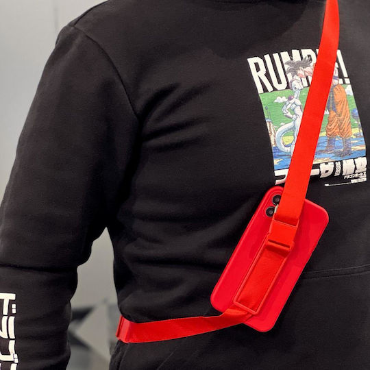 Rope Umschlag Rückseite Silikon mit Band Rot (Galaxy S22 5G)