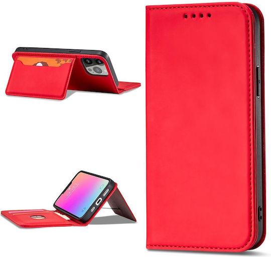 Magnet Card Книга Силикон / Кожа Червен (Galaxy S23)