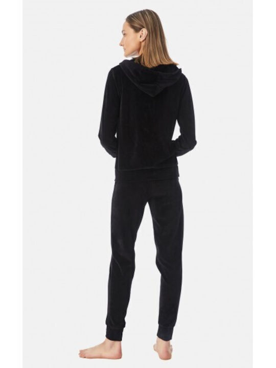 Minerva Winter Baumwolle Damen Pyjama-Hose Schwarz