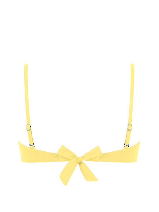 MrMiss Padded Underwire Bikini Bra with Ruffles with Detachable & Adjustable Straps Yellow