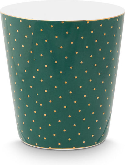 PiP Studio Κούπα από Πορσελάνη με Καπάκι Πράσινη 230ml