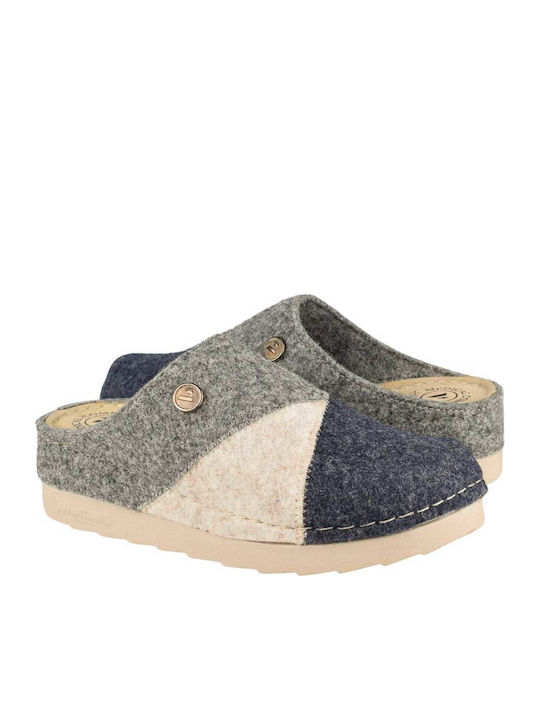 Anatomische Wollene Damen Hausschuhe Blau