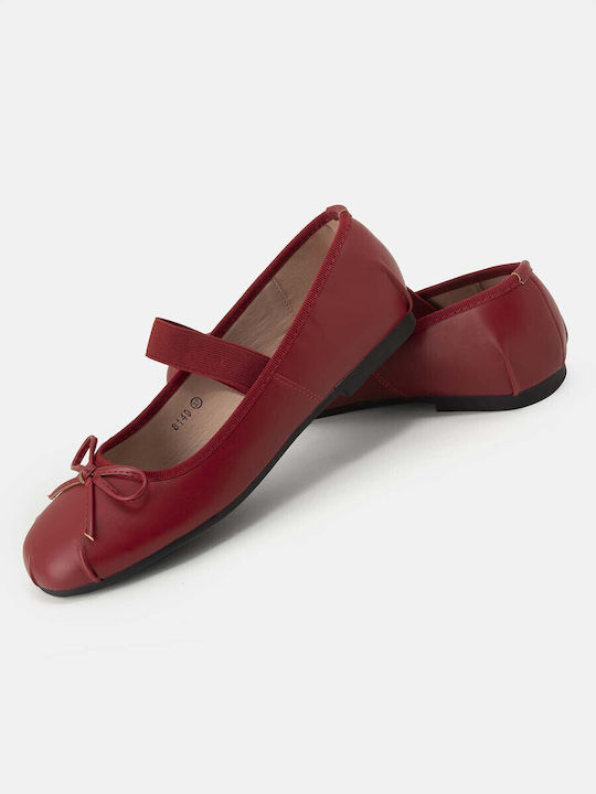 Damen Ballerinas aus Lackleder in Burgundisch Farbe