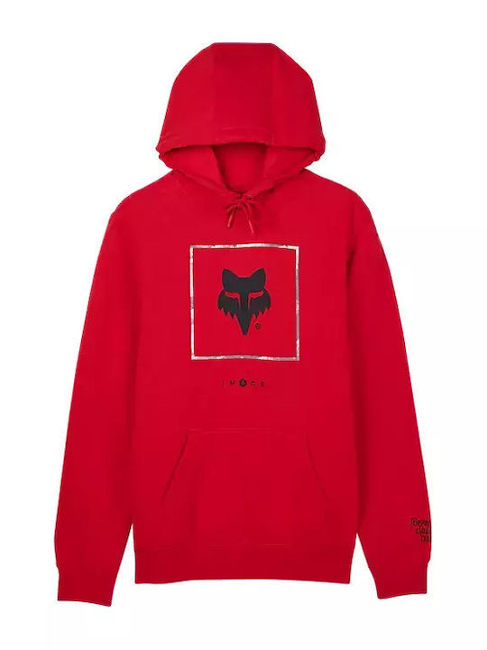 Fox Herren Sweatshirt mit Kapuze und Taschen Rot