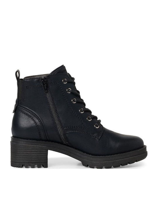 Women's Ankle Boots with Medium Heel & Fur Black