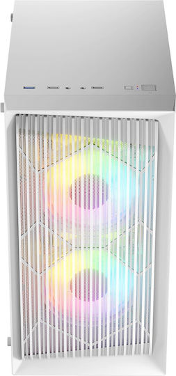 Logic Atos Gaming Mini Tower Κουτί Υπολογιστή με Πλαϊνό Παράθυρο και RGB Φωτισμό Λευκό