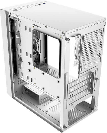 Logic Atos Gaming Mini Tower Κουτί Υπολογιστή με Πλαϊνό Παράθυρο και RGB Φωτισμό Λευκό