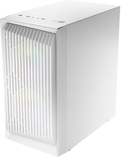 Logic Atos Gaming Mini Tower Κουτί Υπολογιστή με Πλαϊνό Παράθυρο και RGB Φωτισμό Λευκό