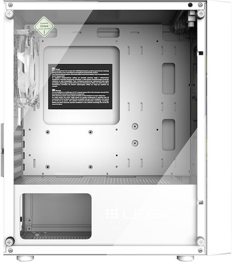 Logic Atos Gaming Mini Tower Κουτί Υπολογιστή με Πλαϊνό Παράθυρο και RGB Φωτισμό Λευκό