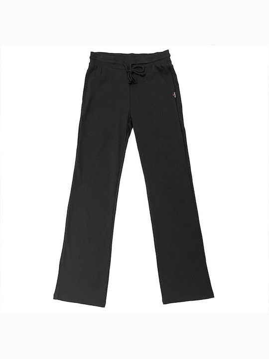 Ustyle Femei Bumbac Pantaloni cu Elastic cu Croială Dreaptă Negru